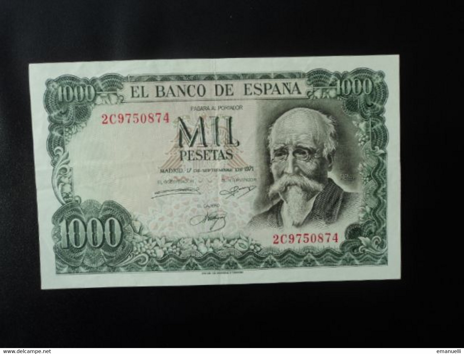 ESPAGNE * : 1000 PESETAS     17.9.1971     CB 202A / CMB 522 / P 154a      TTB+  ** - 1000 Pesetas