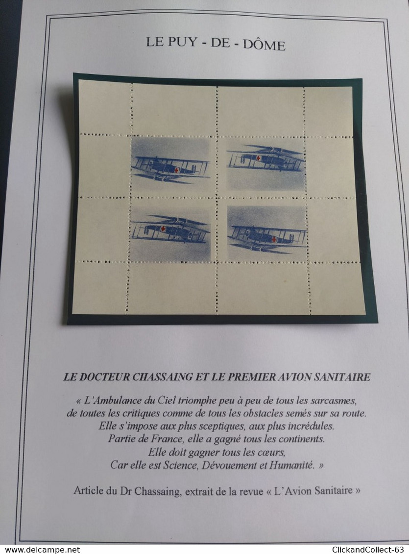 Bloc 4 Vignettes Avion Sanitaire Français Conçu Par Le Docteur Chassaing -  Vignette Avion Sanitaire-1970- - Red Cross