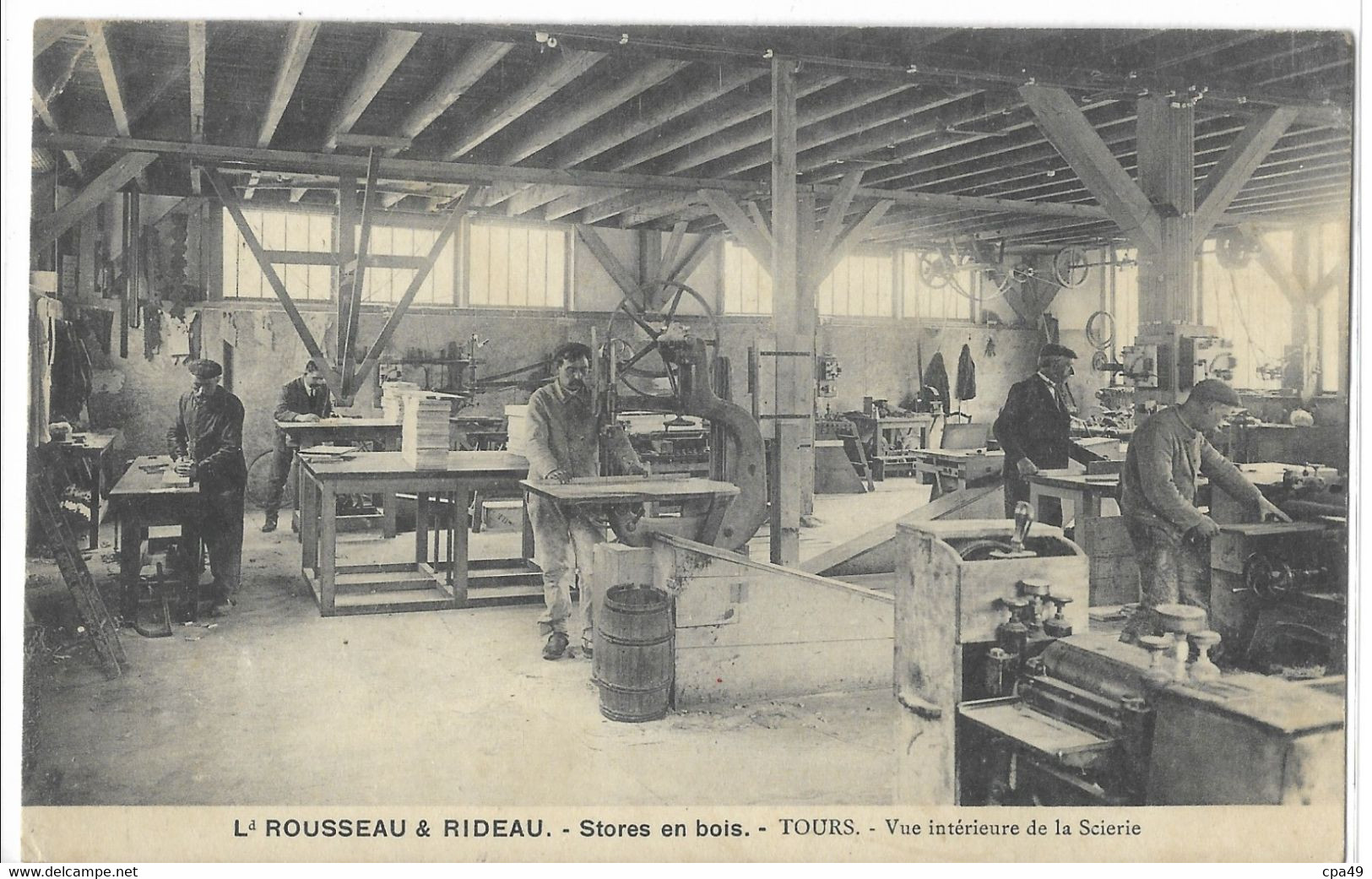 37   TOURS  Ld  ROUSSEAU & RIDEAU  STORES EN  BOIS  VUE  INTERIEURE  DE  LA  SCIERIE ( Petit Pli En Haut A Gauche ) - Tours