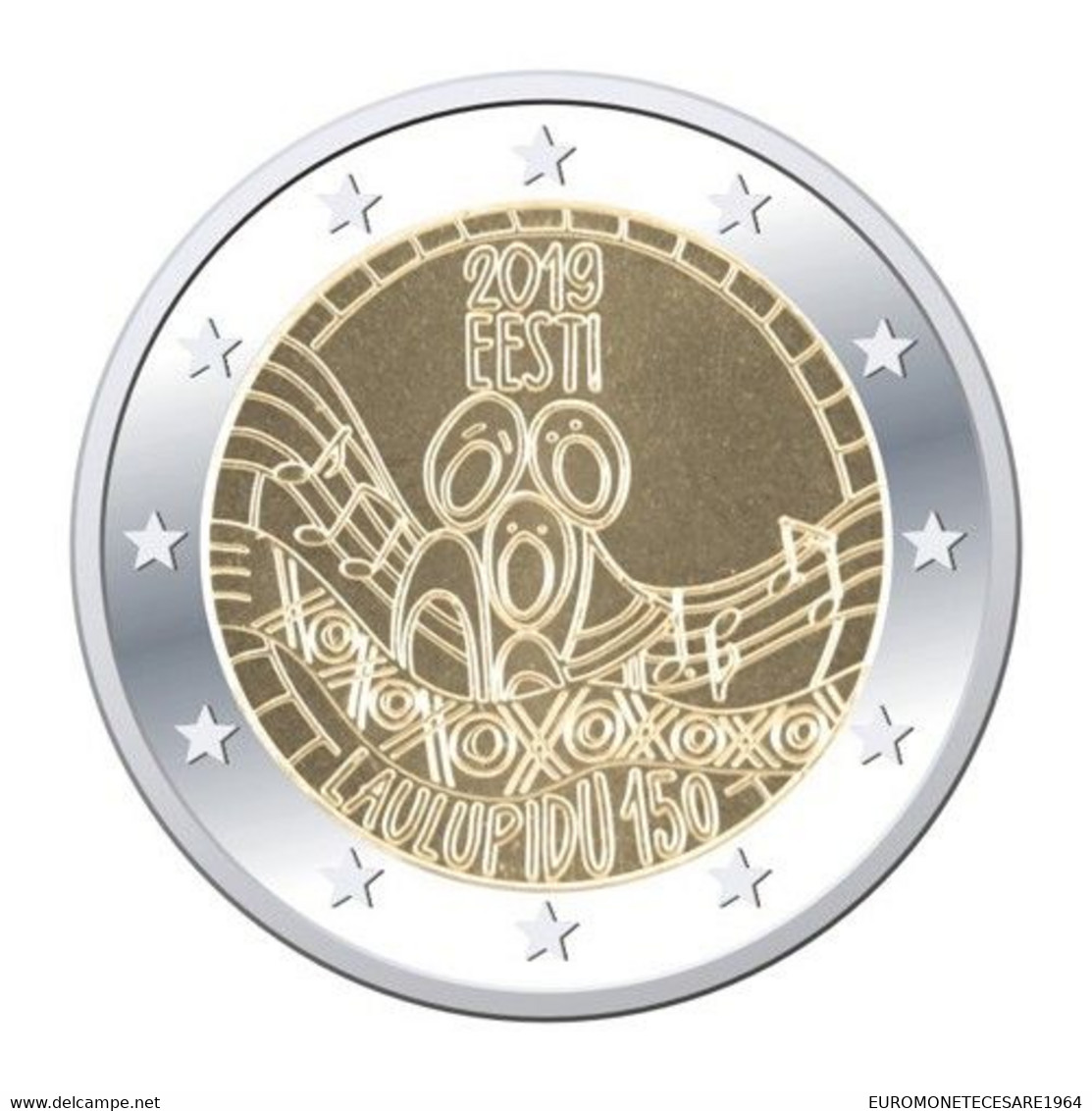 2 EURO ESTONIA  2019 COMMEMORATIVO FESTIVAL DELLA CANZONE ESTONE FIOR DI CONIO     B.U. FROM ROLLS - Estonie