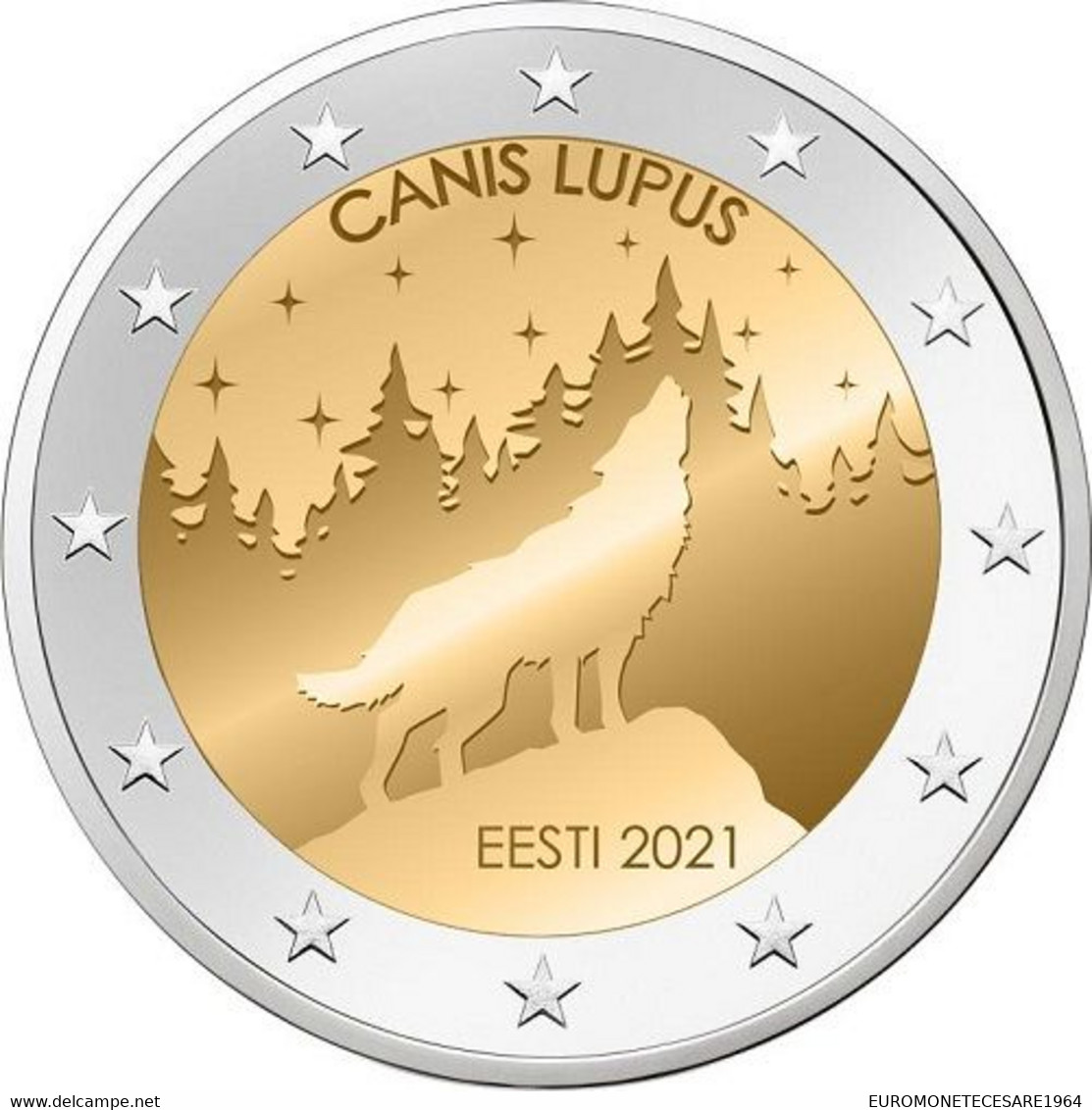 2 EURO ESTONIA  2021 COMMEMORATIVO LUPO   FIOR DI CONIO     B.U. FROM ROLLS - Estland
