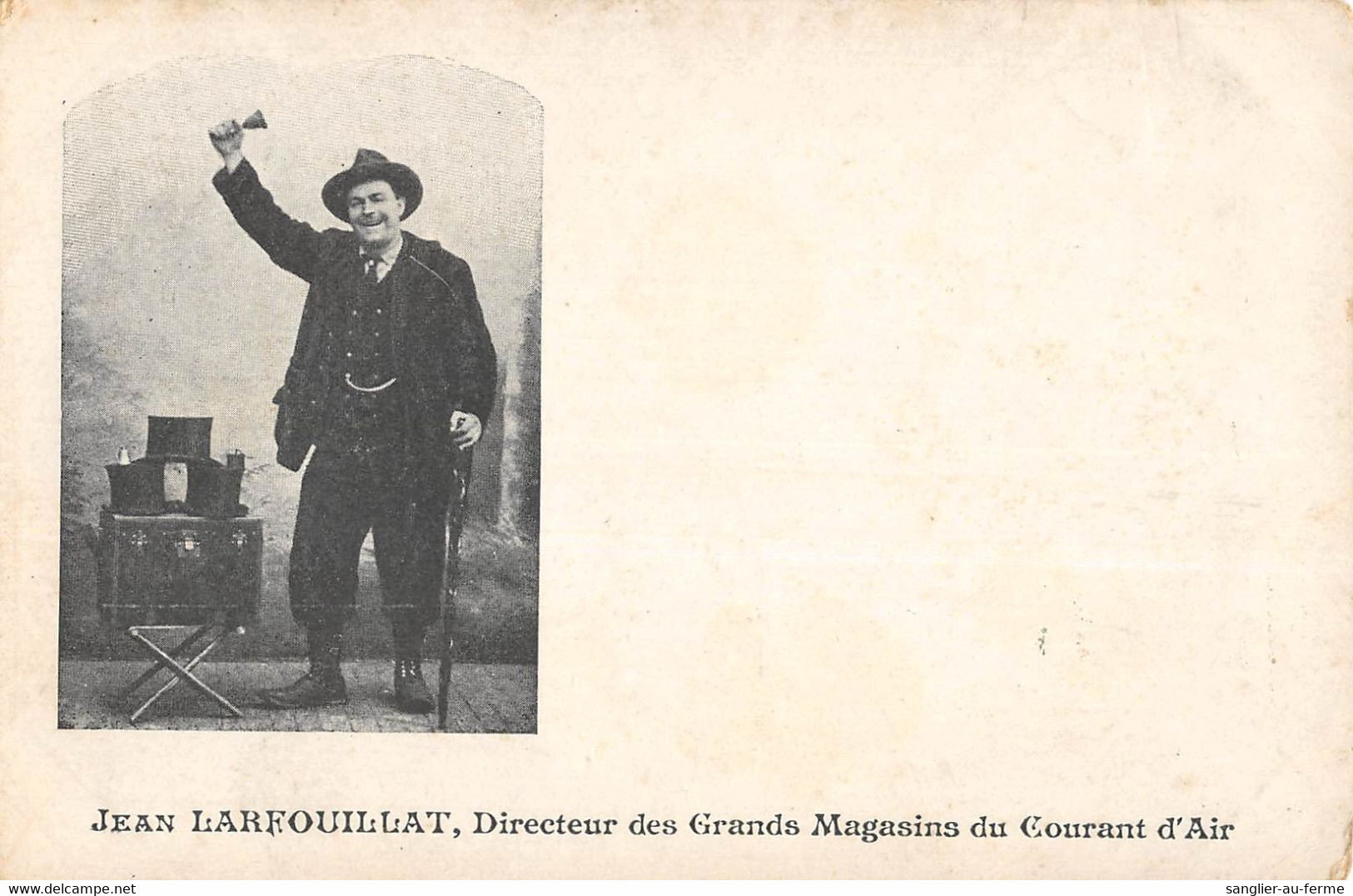 CPA CIRQUE MAGICIEN JEAN LARFOUILLAT DIRECTEUR DES GRANDS MAGASINS DU COURANT D'AIR (rare - Cirque