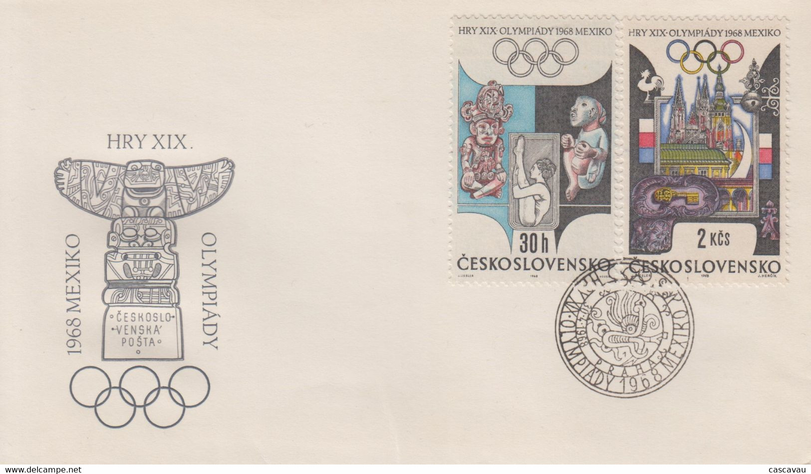 Enveloppe  FDC  1er  Jour    TCHECOSLOVAQUIE   Jeux   Olympiques   MEXICO   1968 - Ete 1968: Mexico