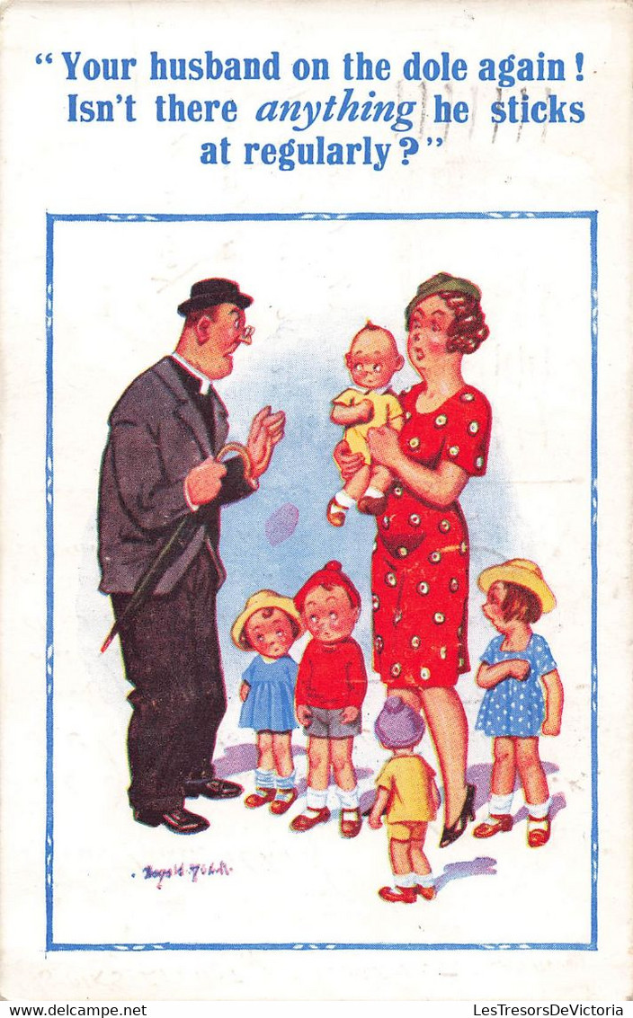 CPA Illustrateur Donald Mac Gill - Humour - Pretre Devant Une Femme Et Ses Enfants - Mc Gill, Donald