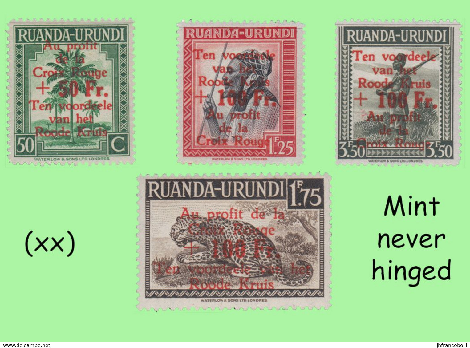 1944 ** RUANDA-URUNDI RU 150/153 MNH FULL RED CROSS PALM SET ( X 4 Stamps ) - Unused Stamps