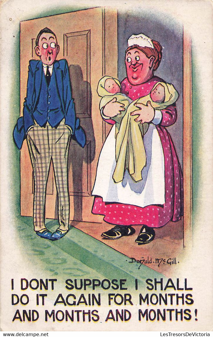 CPA Illustrateur Donald Mac Gill - Humour - Nourrice Avec Deux Bébés Dans Les Bras - Mc Gill, Donald