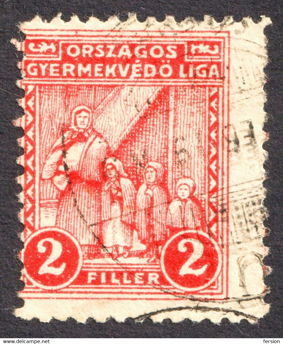 1928 Hungary CHILDREN FOUND LEAGUE - CHARITY LABEL CINDERELLA VIGNETTE 2 F Overprint RED GYÖNGYÖS Postmark - Servizio