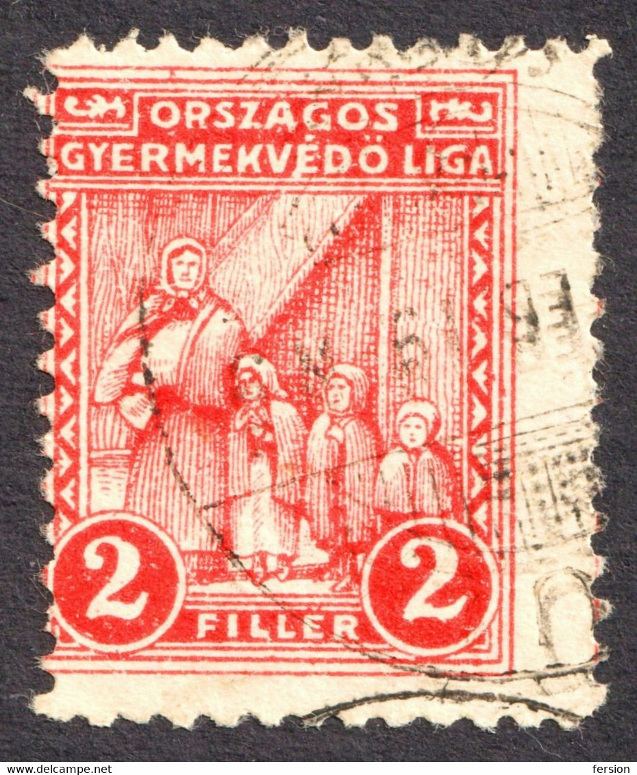 1928 Hungary CHILDREN FOUND LEAGUE - CHARITY LABEL CINDERELLA VIGNETTE 2 F Overprint RED GYÖNGYÖS Postmark - Officials