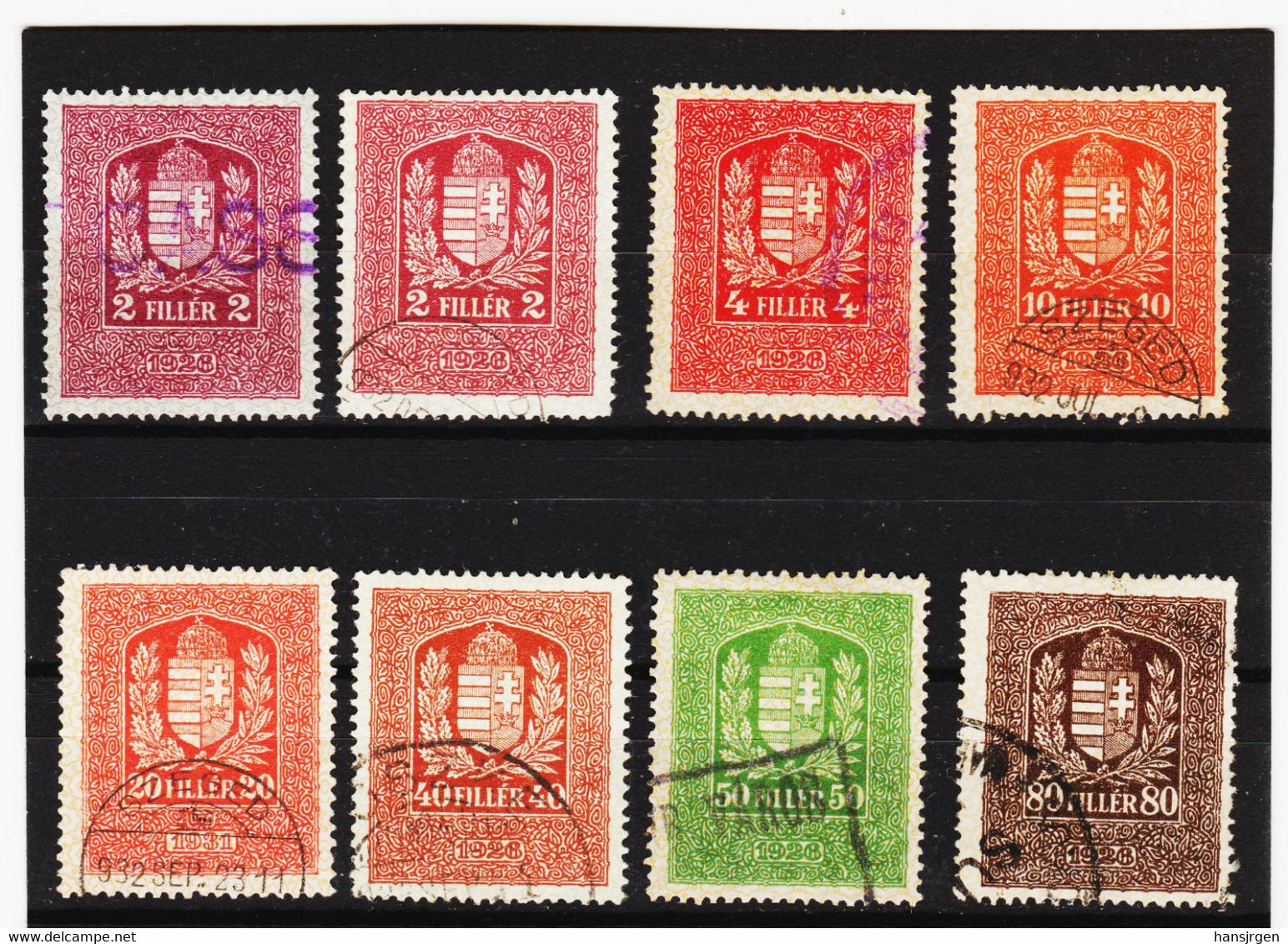 CAO66 UNGARN 1926 STEUERMARKEN - STEMPELMARKEN 2-4-10-20-40-50-80 FILLER Gestempelt / Entwertet SIEHE ABBILDUNG - Revenue Stamps