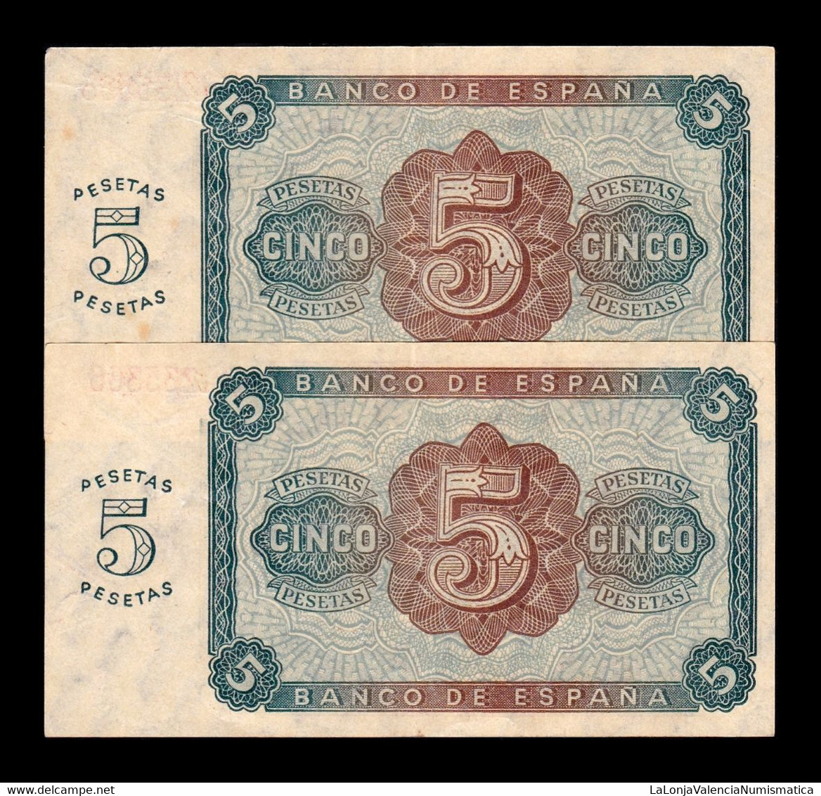 España Spain Pareja 5 Pesetas Burgos 1938 Pick 110 Serie C EBC/+ XF/+ - 5 Pesetas