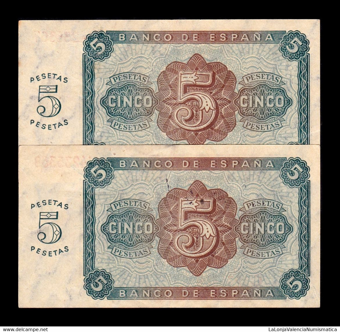 España Spain Pareja 5 Pesetas Burgos 1938 Pick 110 Serie C EBC/+ XF/+ - 5 Peseten