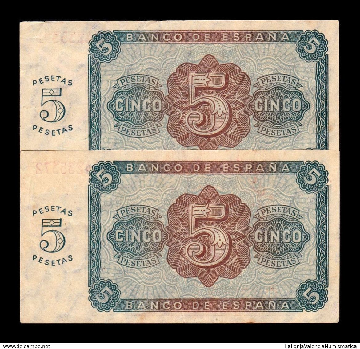 España Spain Pareja 5 Pesetas Burgos 1938 Pick 110 Serie C EBC/+ XF/+ - 5 Peseten