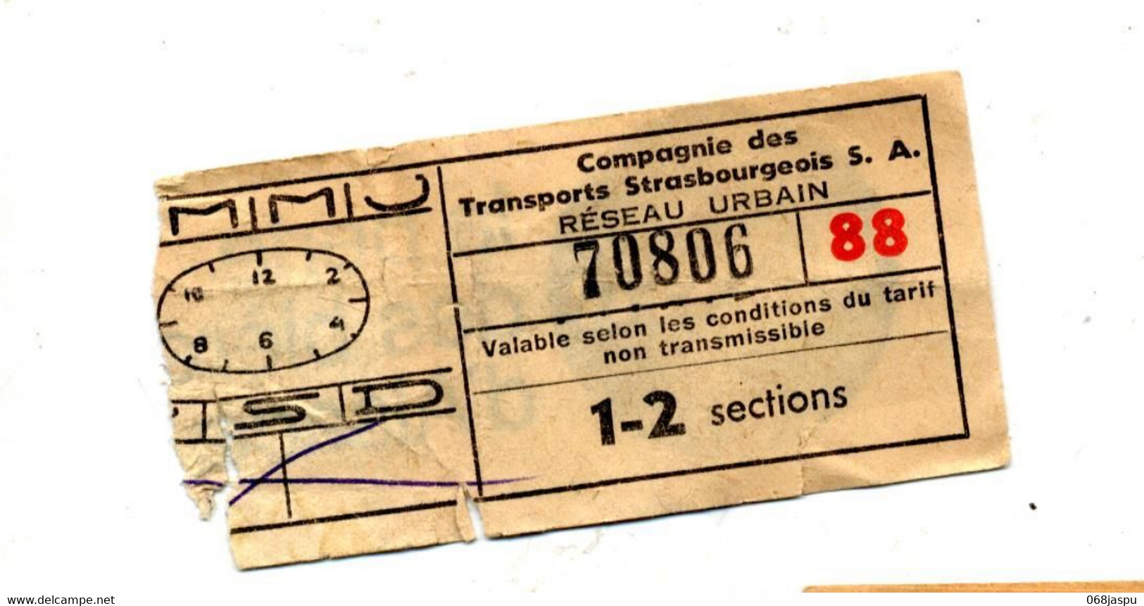 Ticket Transport Urbain Strasbourg Publicite Biere Perle - Europe