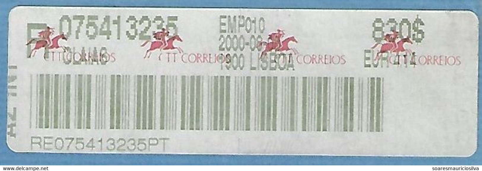 Portugal 2000 Barcode Label Registered Airmail Cover Express International Blue Mail Lisboa Olaias To Brazil Meter Stamp - Cartas & Documentos