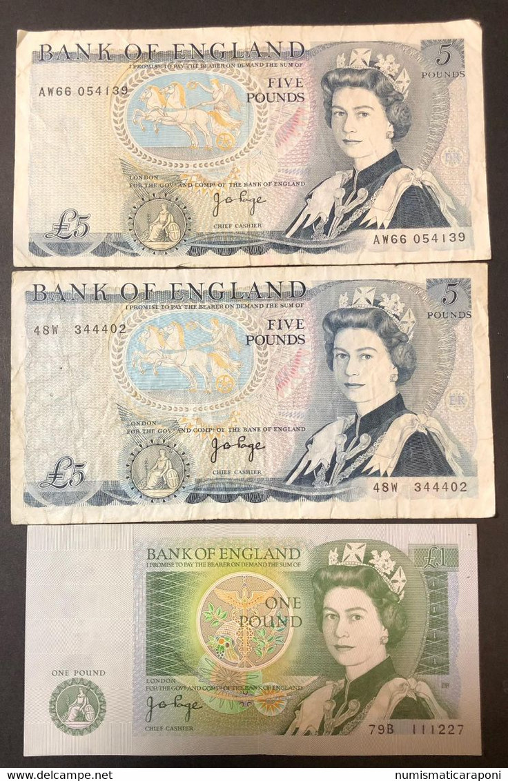 GRAN BRETAGNA Great Britain 5 Pounds + 5 Pounds + 1 Pounds Elizabeth IIà LOTTO 3943 - 5 Pounds