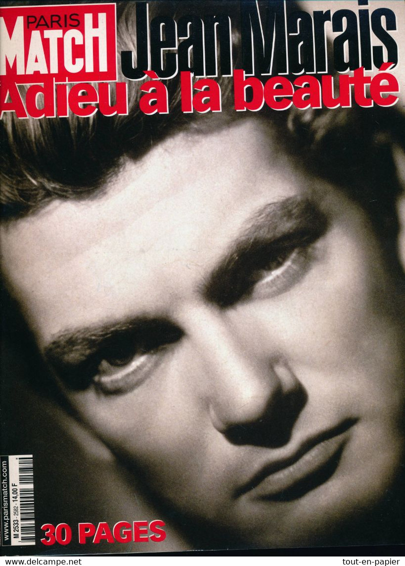 Paris Match - Jean Marais Adieu à La Beauté ( 30 Pages ) - 1998 - Article Aznavour - Musica