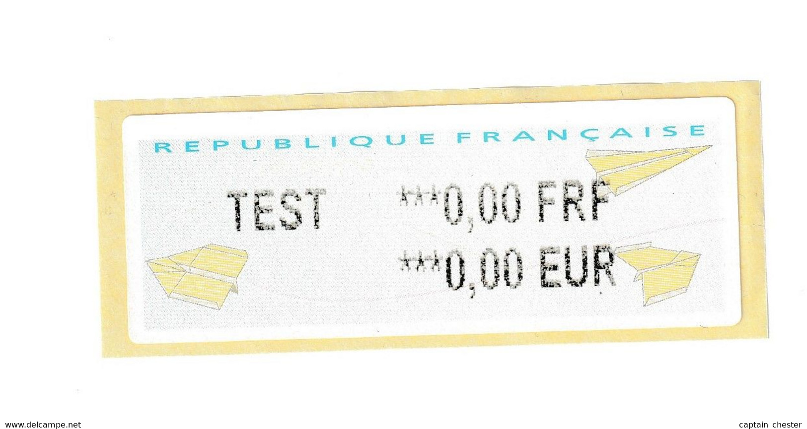 VIGNETTE DE DISTRIBUTEUR TEST " Avions En Papier " Valeur En Francs Et En Euros - 2000 Type « Avions En Papier »