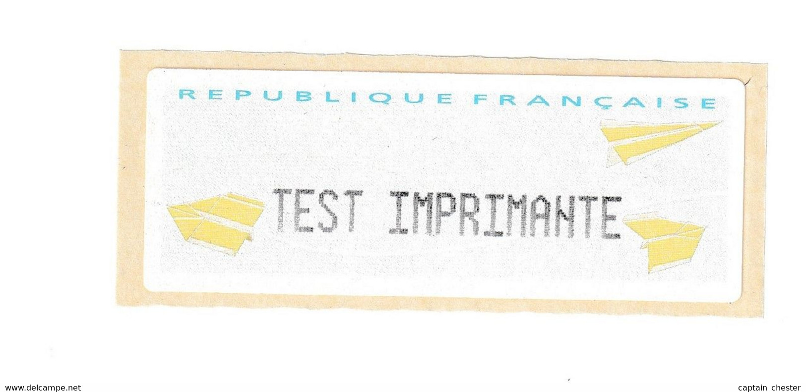 VIGNETTE DE DISTRIBUTEUR TEST IMPRIMANTE " Avions En Papier " Encre Noire - 2000 Type « Avions En Papier »