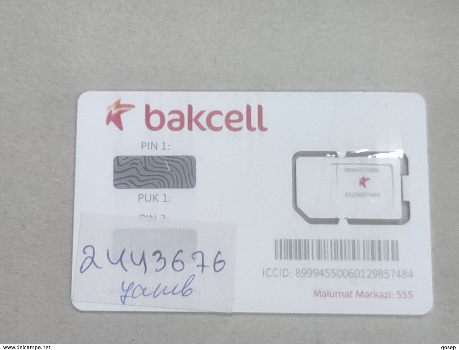 Azerbaijan-SIM CARD-BAKCELL-(2)-(89994550060129857484)-(look Out Side Foto)+1card Prepiad Free - Aserbaidschan