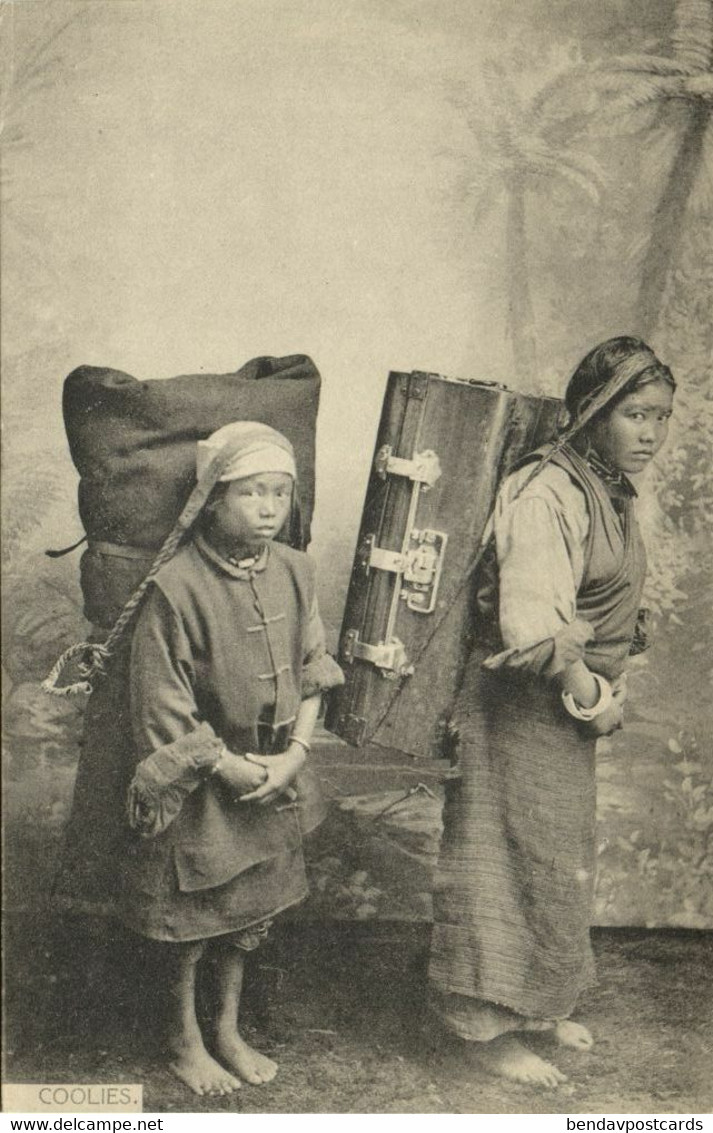 Bhutan Tibet, Young Bhutia Or Tibetan Coolies At Work (1910s) Postcard - Bután
