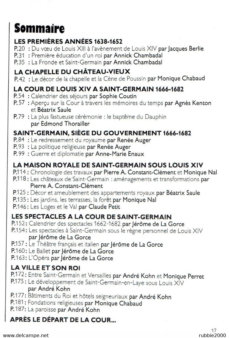 DE LA NAISSANCE A LA GLOIRE LOUIS XIV A SAINT GERMAIN EN LAYE 1638 1682 CATALOGUE ILLUSTRE DE L EXPOSITION 1988 - Ile-de-France
