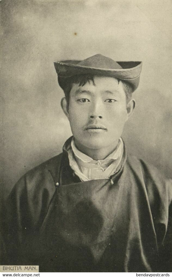 Bhutan, Native Bhutia Man With Hat, Costumes (1910s) Postcard - Bhutan