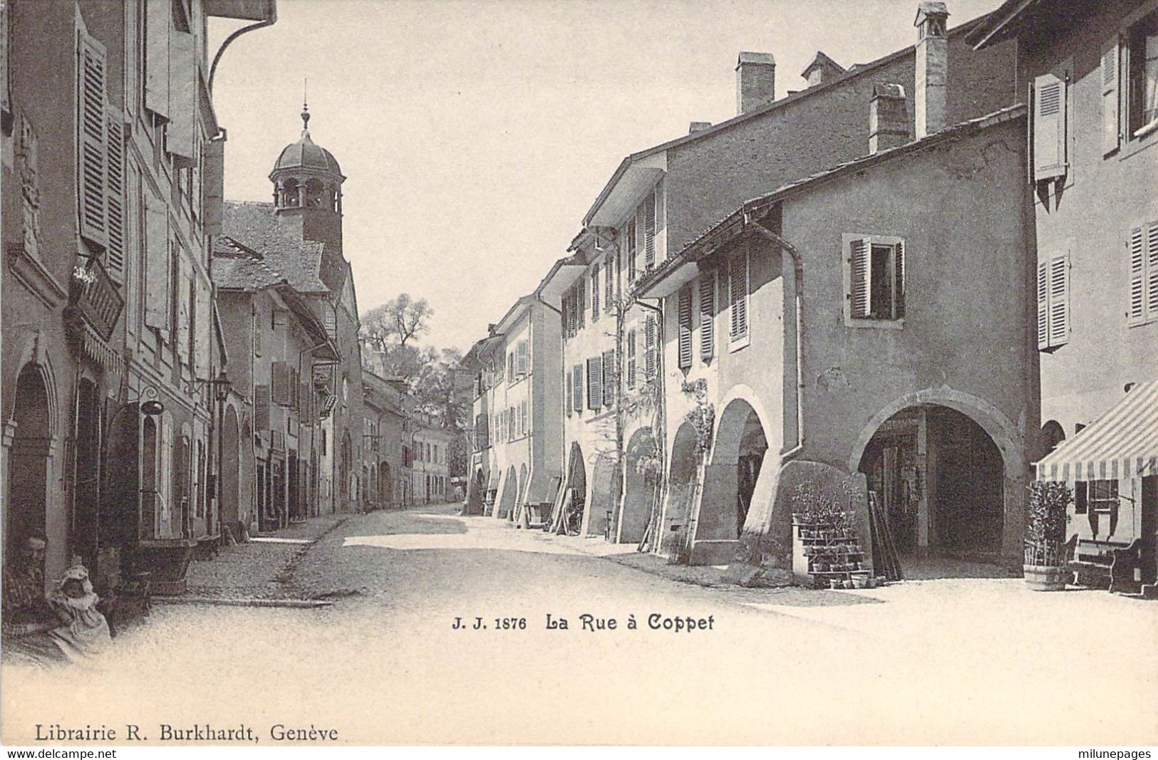 Suisse Schweiz La Rue à Coppet Carte Pionnière J.J. 1876 - Coppet