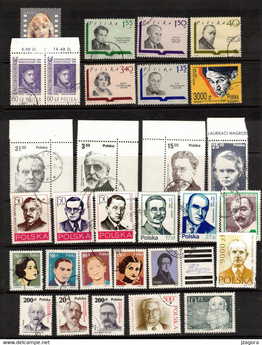 FAMOUS PEOPLE  BERÜHMTE MENSCHEN DES PERSONNES CÉLÈBRES POLAND POLEN POLOGNE COLLECTION 48 USED STAMPS MANY WITH GUM - Sammlungen