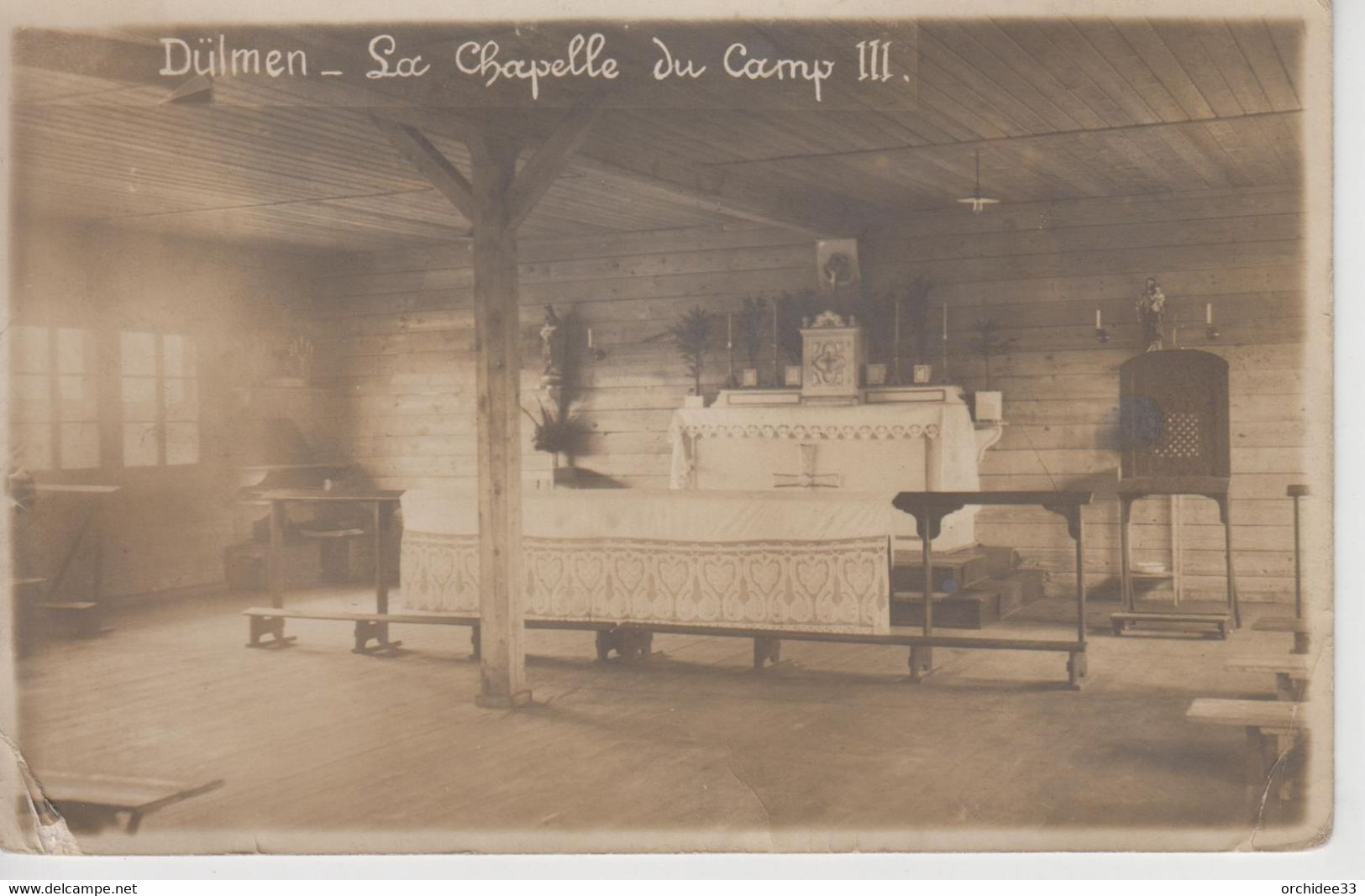 CPA Photo  Dülmen - La Chapelle Du Camp III (avec Cachets Au Verso "Prisonniers De Guerre") - Dülmen