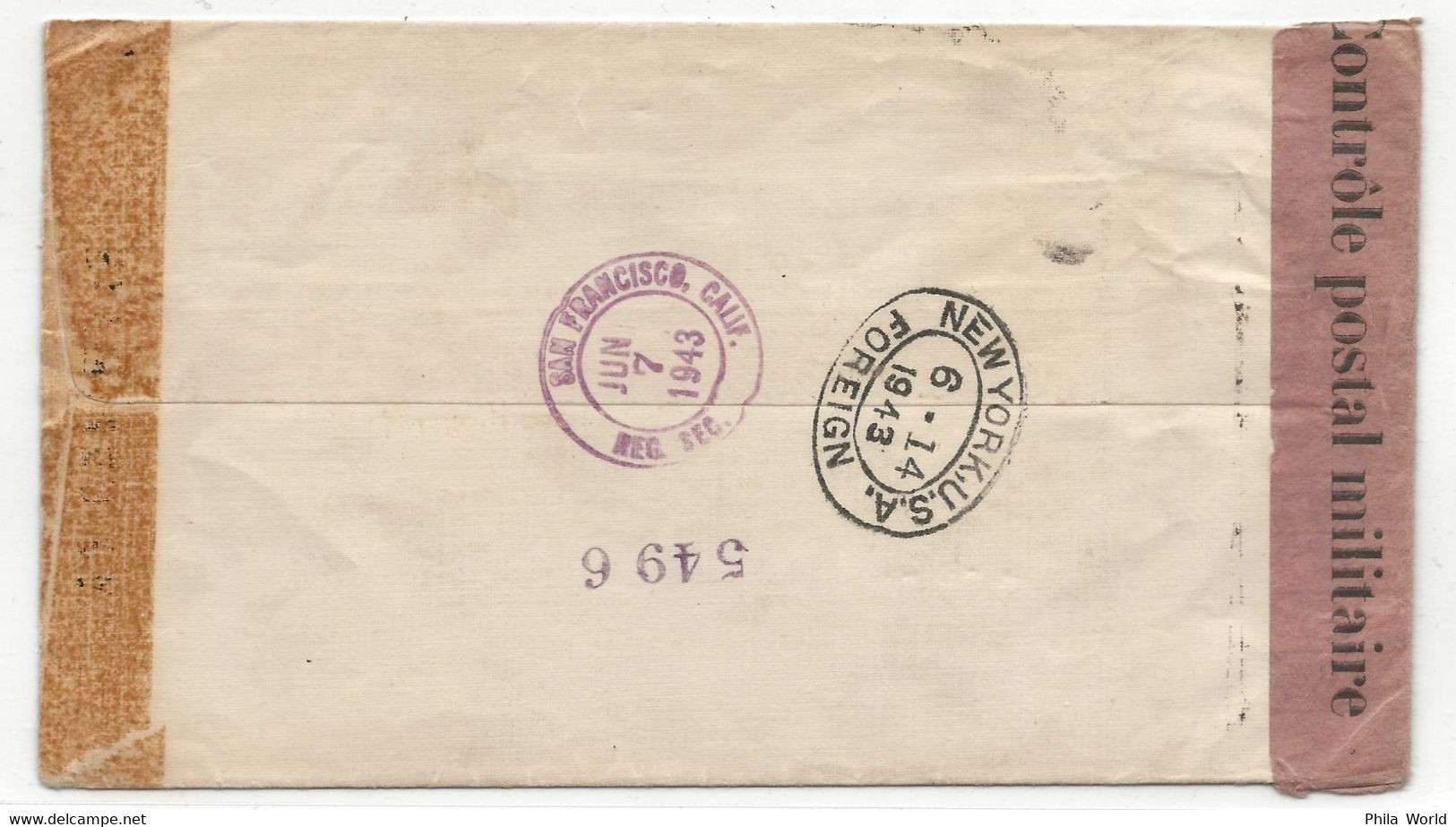 WW2 1943 ETABLISSEMENTS OCEANIE Ile TAHITI Recommandé PAPEETE > CROIX ROUGE SUISSE Genève Via US San Francisco New York - Storia Postale