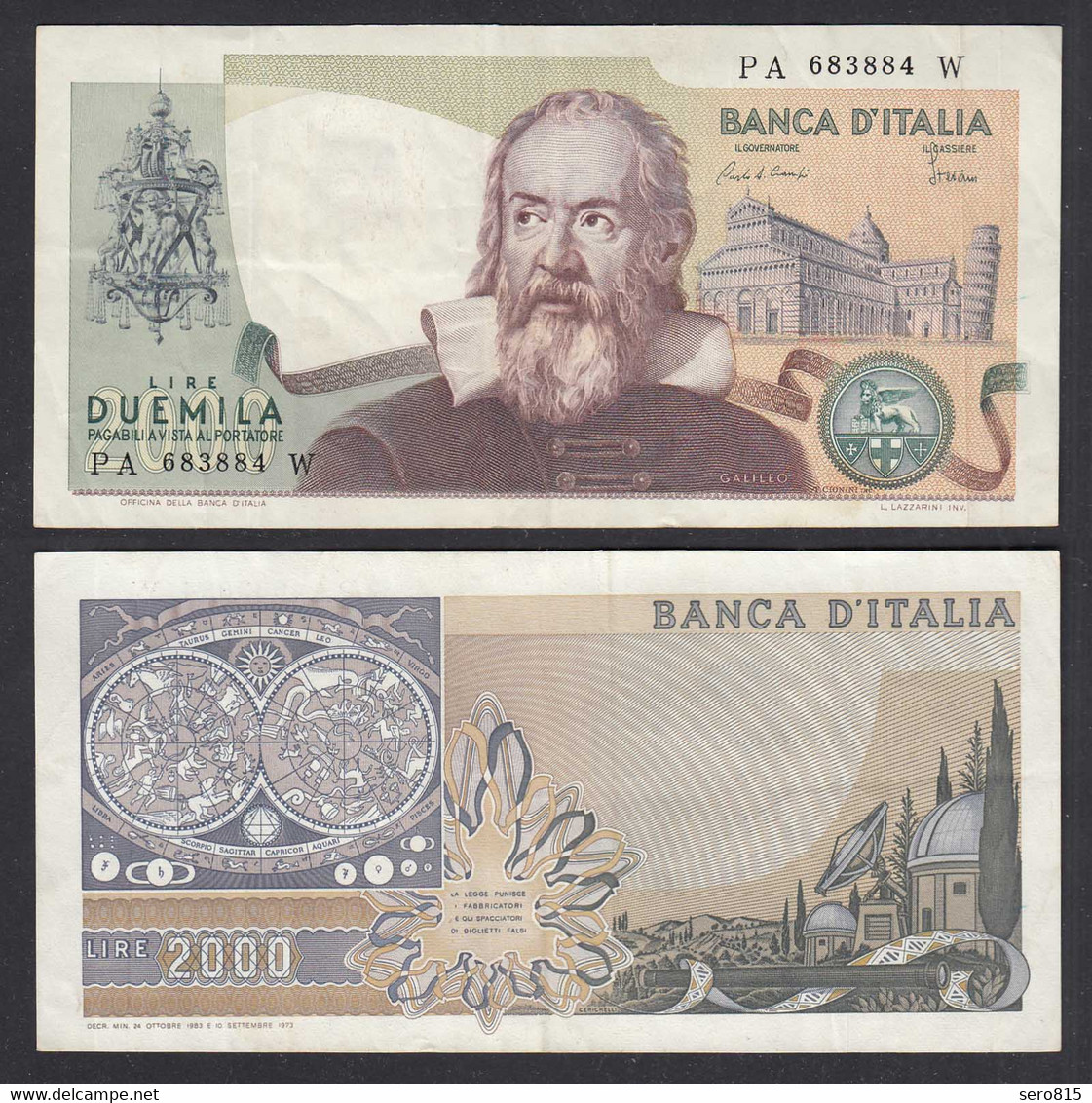 Italien - Italy - 2000 Lire 1983 Pick 103c VF (3)  GALILEO GALILEI  (28150 - Other & Unclassified