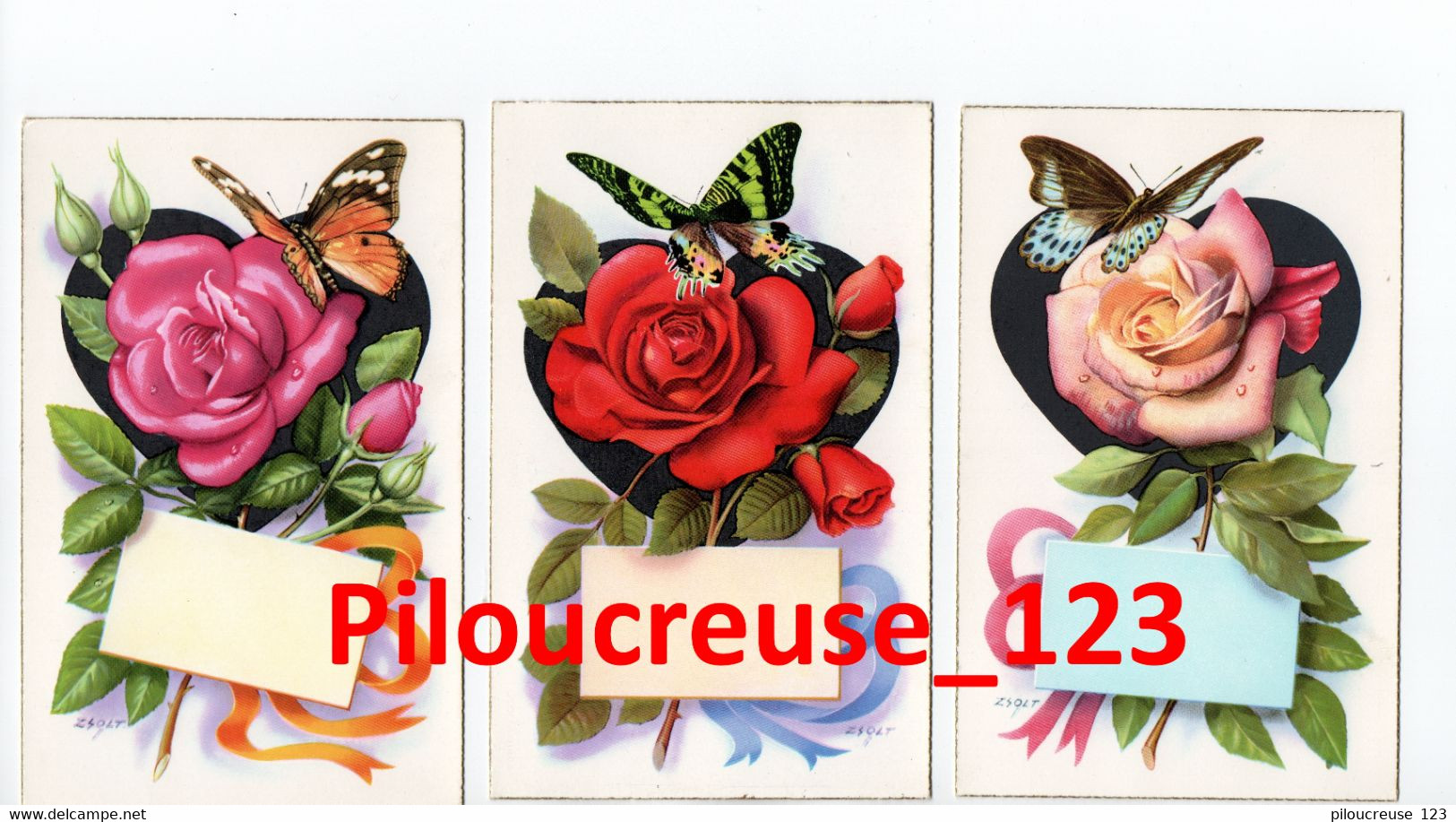 ILLUSTRATEUR ZSOLT - " Lot De 6 Belles Cartes De Roses Et De Papillons" - Zsolt