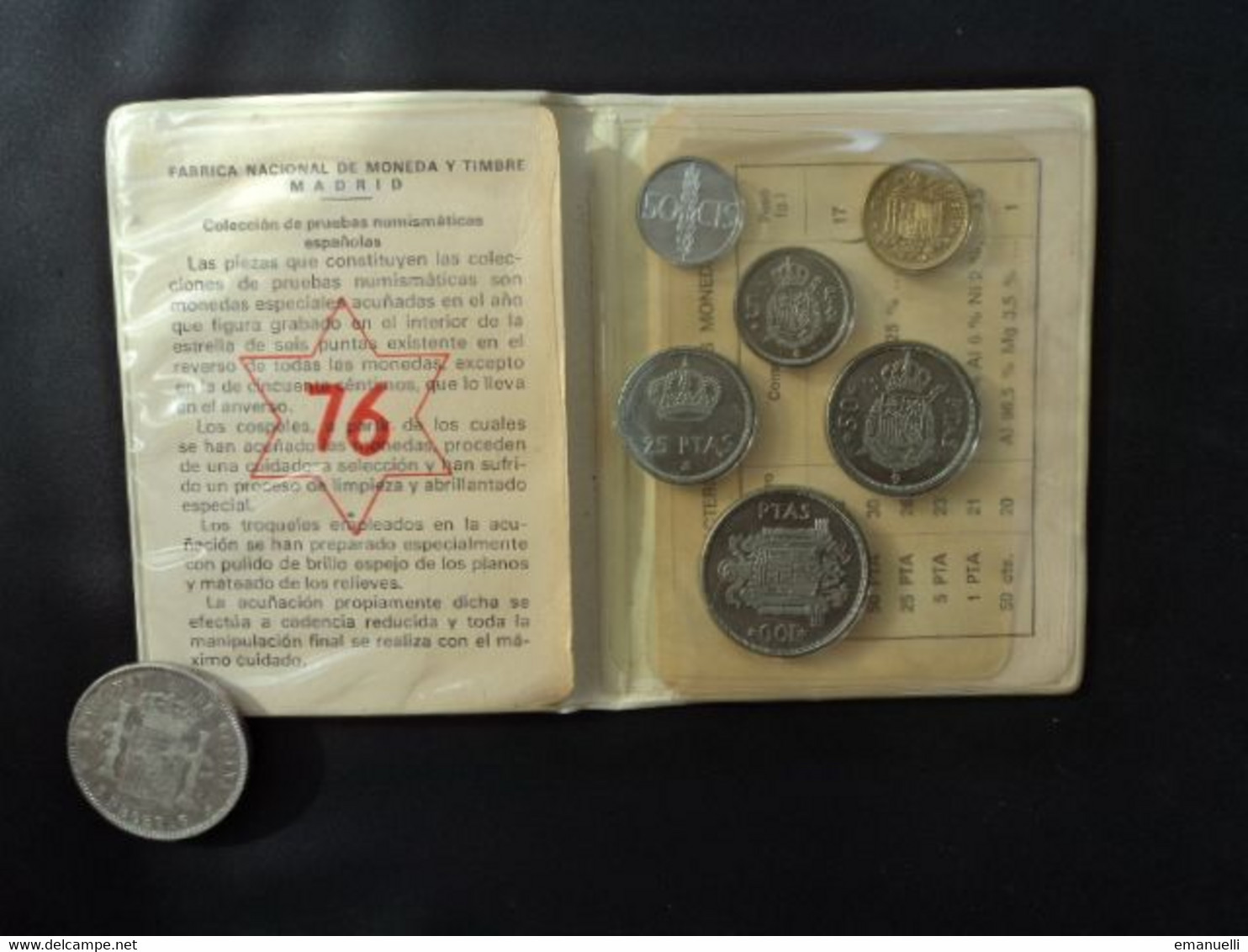 ESPAGNE * : PRUEBAS NUMISMATICA - SÉRIE PROOF 1975 (76)   CB 183 / CMB 565 / KM PS4      PROOF  ** - Ongebruikte Sets & Proefsets