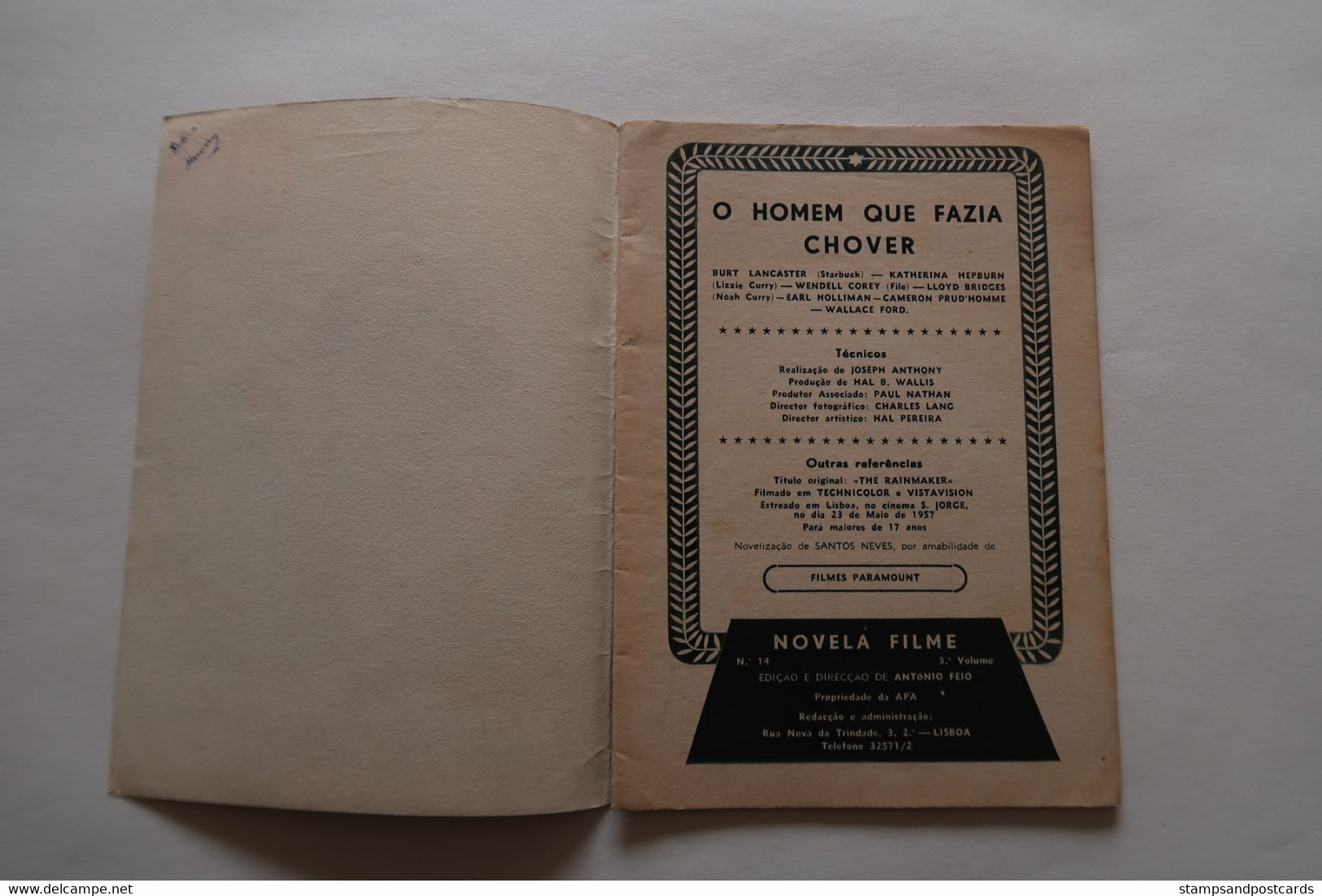 Portugal Revue Cinéma Movies Mag 1957 The Rainmaker Burt Lancaster Katherina Hepburn Cid Charisse - Cine & Televisión
