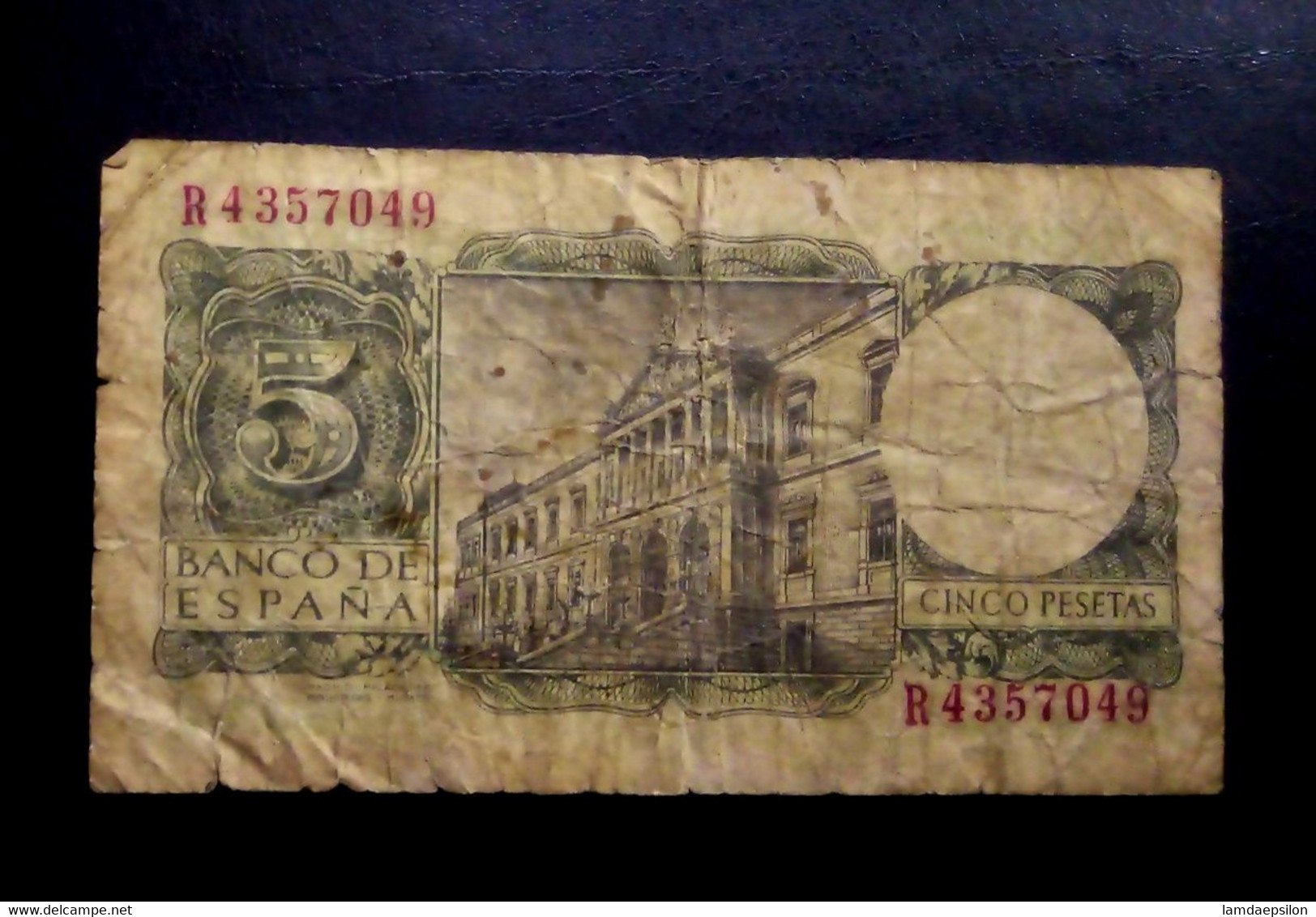 A6  ESPAGNE   BILLETS DU MONDE   SPAIN  BANKNOTES  5  PESETAS 1951 - 5 Pesetas