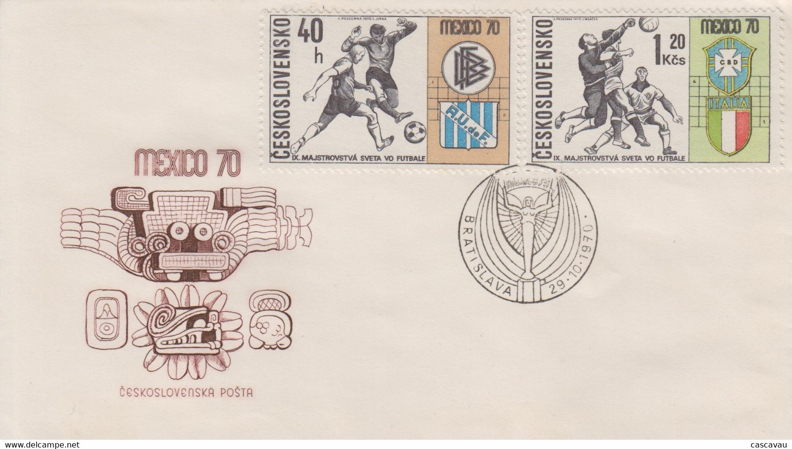 Enveloppe  FDC  1er  Jour   TCHECOSLOVAQUIE    Coupe  Du   Monde  De  Football   MEXIQUE   1970 - 1970 – Mexico