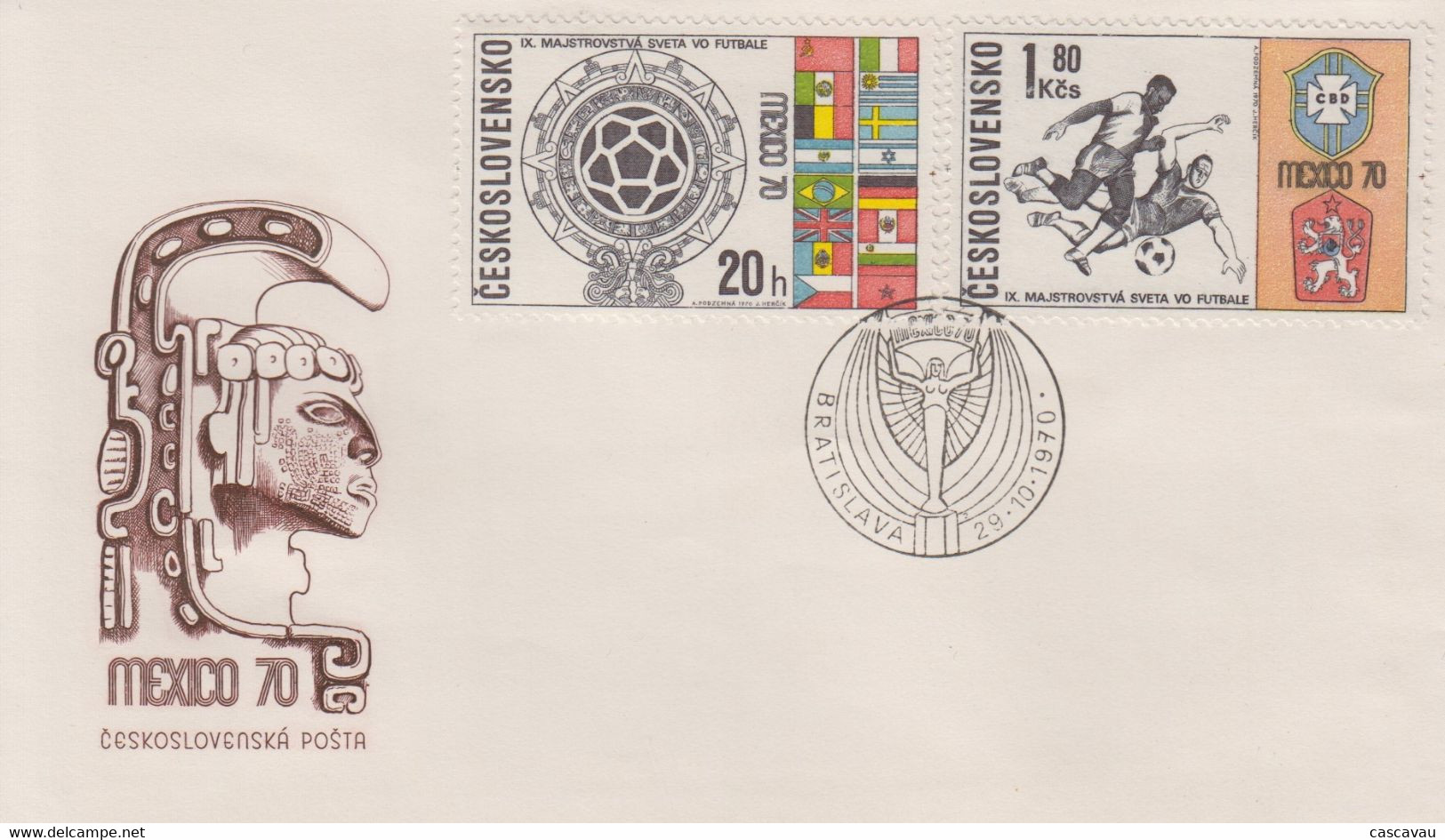 Enveloppe  FDC  1er  Jour   TCHECOSLOVAQUIE    Coupe  Du   Monde  De  Football   MEXIQUE   1970 - 1970 – Mexico