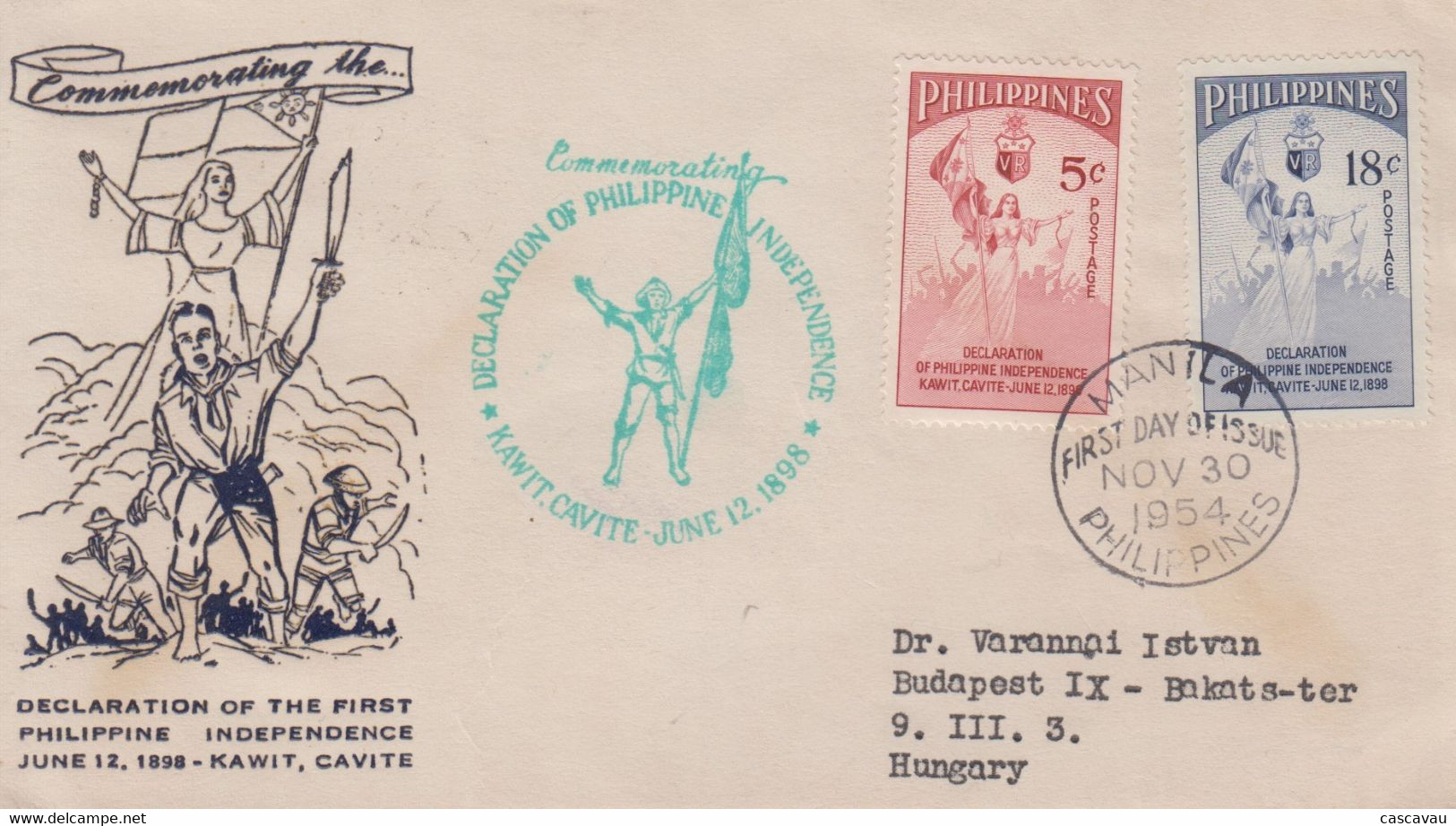 Enveloppe   FDC   1er  Jour    PHILIPPINES   50éme   Anniversaire  De   L' Indépendance   1954 - Filippine