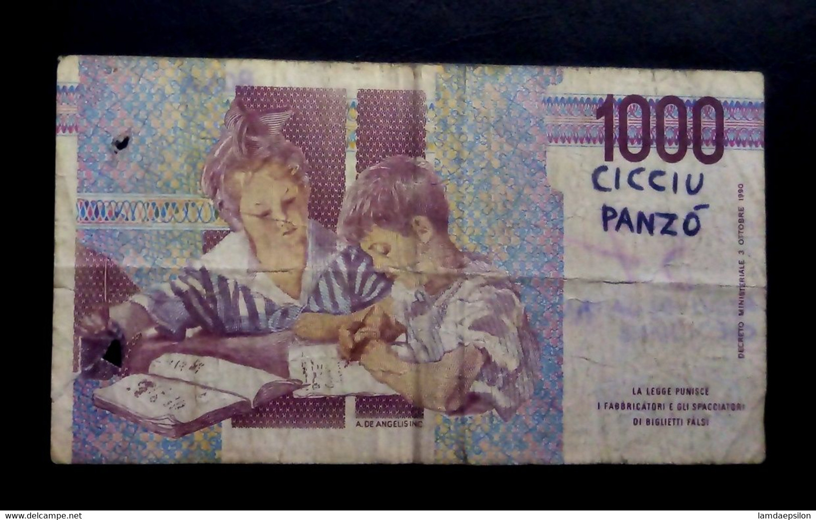 A6  ITALIE   BILLETS DU MONDE   ITALIA  BANKNOTES  1000  LIRE 1990 - [ 9] Colecciones