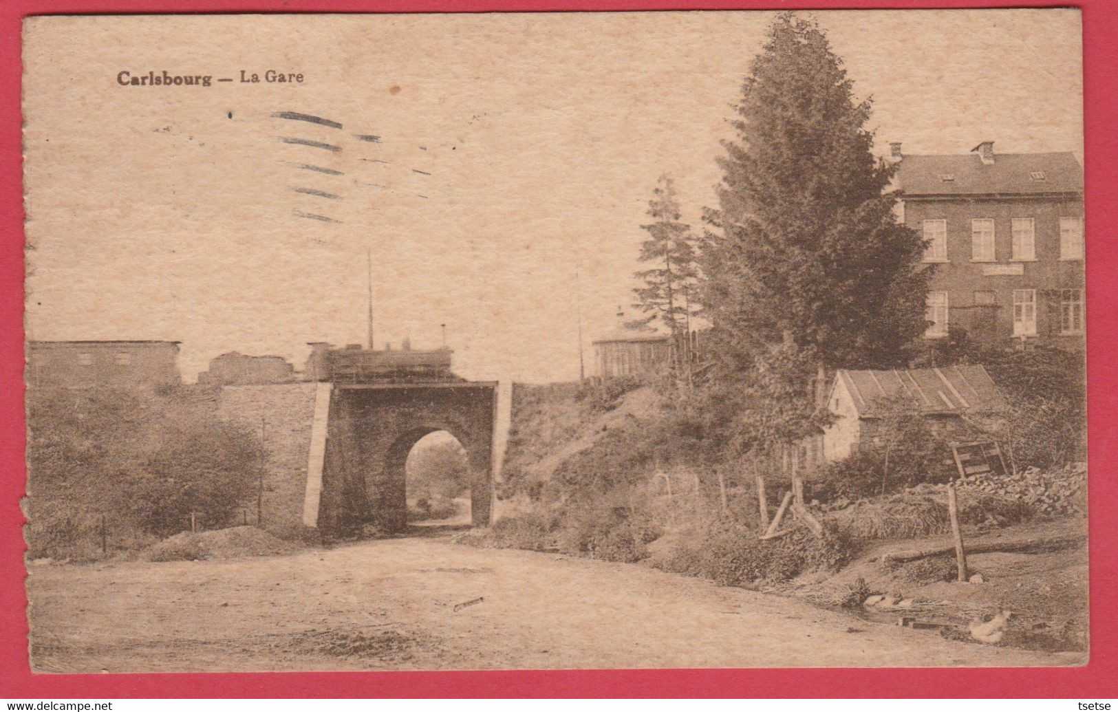 Calrsbourg - La Gare ... Convoi Ferroviaire Sur Le Pont - 1930 ( Voir Verso ) - Paliseul