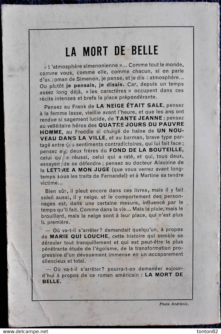 Georges Simenon -  La Mort De Belle - Presses De La Cité - ( 1954 ) . - Simenon