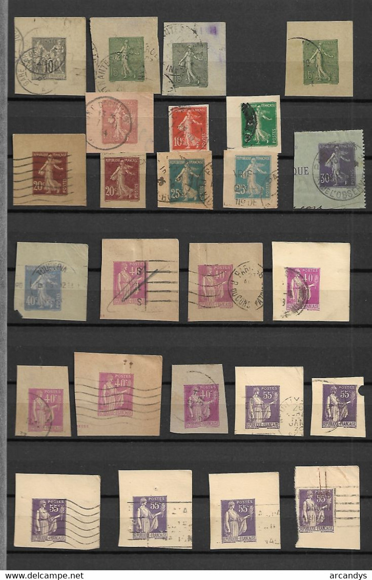 FRANCE Entiers Postaux - Lot De 80 Fragments Timbres Découpés Oblitérés à L'unité Ou Par Multiples - Konvolute: Ganzsachen & PAP