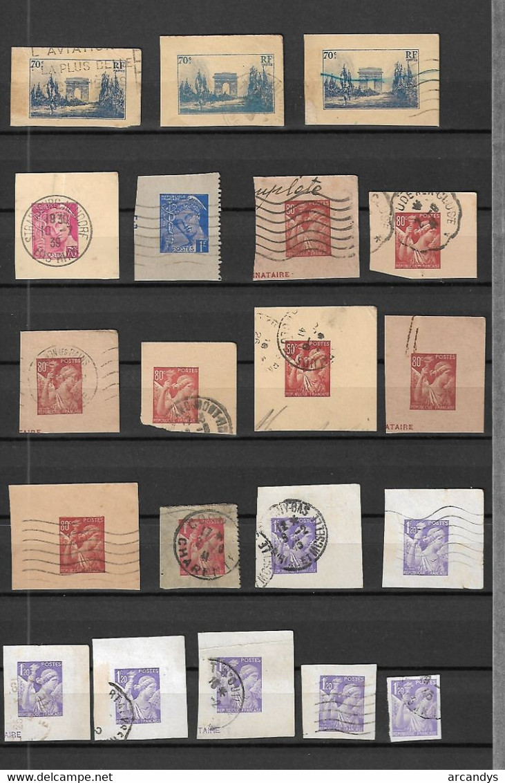 FRANCE Entiers Postaux - Lot De 80 Fragments Timbres Découpés Oblitérés à L'unité Ou Par Multiples - Lots Et Collections : Entiers Et PAP