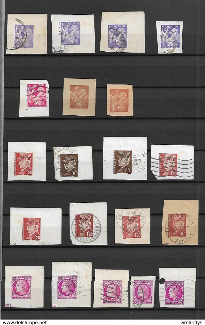 FRANCE Entiers Postaux - Lot De 80 Fragments Timbres Découpés Oblitérés à L'unité Ou Par Multiples - Lots Et Collections : Entiers Et PAP