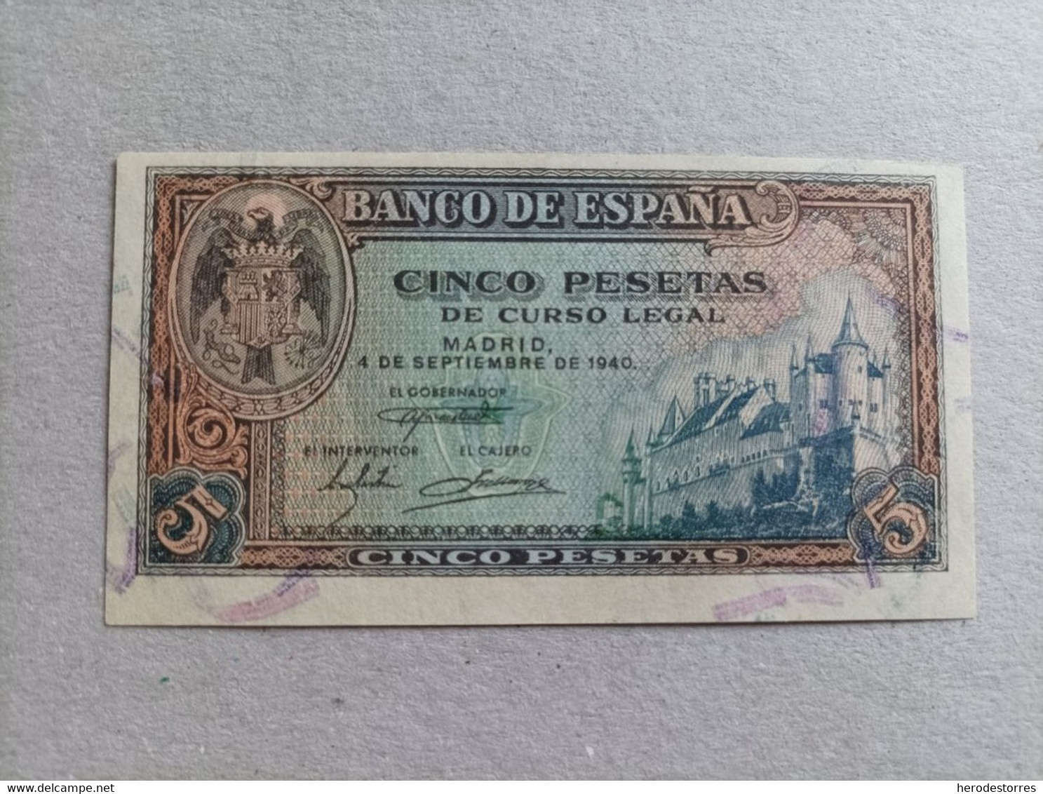 5 Pesetas 1940 Con Número Capicua Y Error De Centraje, Sin Circular/plancha - 5 Pesetas