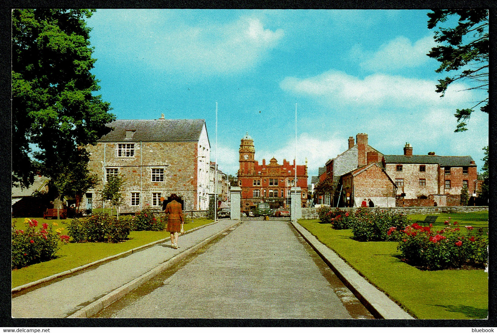 Ref 1569 - Postcard - Park & Town Clock - Newtown Montgomeryshire Wales - Montgomeryshire