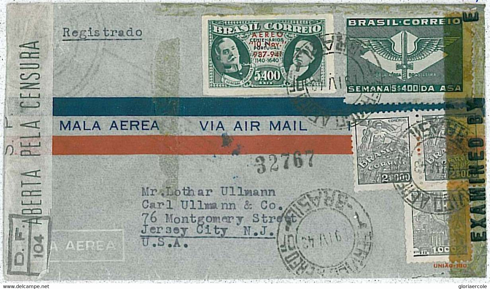 27428  - BRAZIL   - POSTAL HISTORY -  COVER 1943 DOUBLE CENSURE - AIRFORCE - Otros & Sin Clasificación