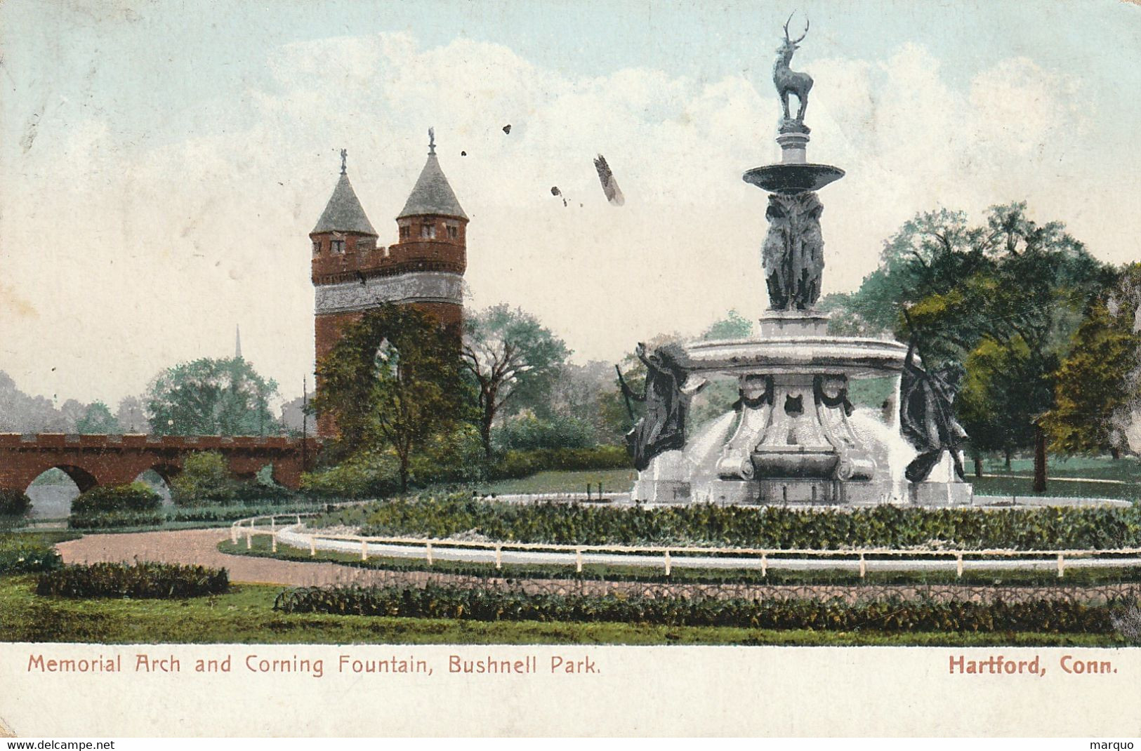 Connecticut Hartford Memorial Arch And Corning Fountain Bushnell Park 1910 - Hartford