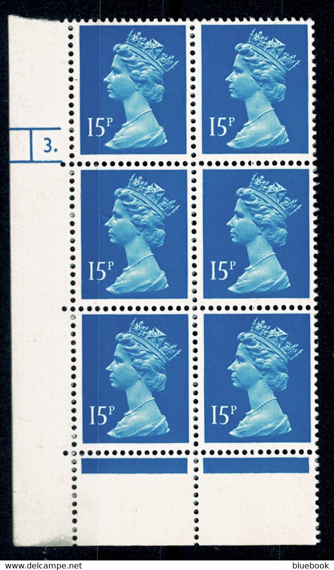 Ref 1572 - GB 15p Machin Cylinder Block (3 Dot) Of 6 MNH Stamps - Feuilles, Planches  Et Multiples