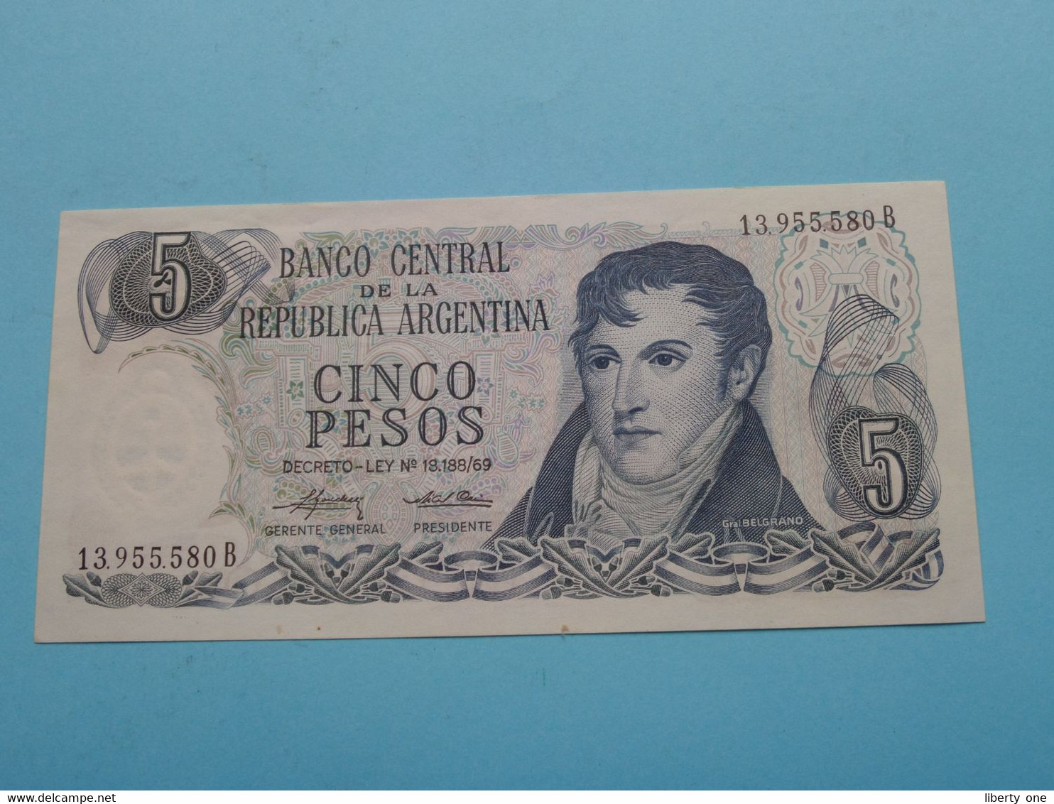 5 Cinco Pesos Australes ( 13.955.580.B ) Republica ARGENTINA ( Voir / See > Scans ) UNC ! - Argentinien